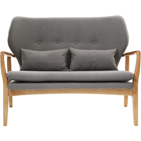 Interiors by Premier Grey Sofa With Birchwood Frame, Comfy Fabric Seat, Easy to Clean Buttoned Sofa, Long-lasting Small Sofa (1/5)