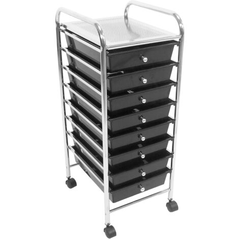 Premier Housewares Storage Drawers Chrome Frame Chest Of Drawers Furniture Eight Drawers Storage Trolley On Wheels Organiser 83 x 33 x 39 (1/5)
