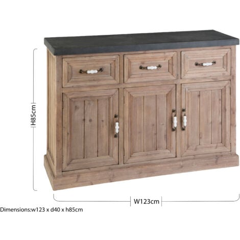 Interiors by Premier Wooden Sideboard, Mid Century Modern Sideboard, Solid Wood Sideboard, Three Drawer and Three Door Sideboard