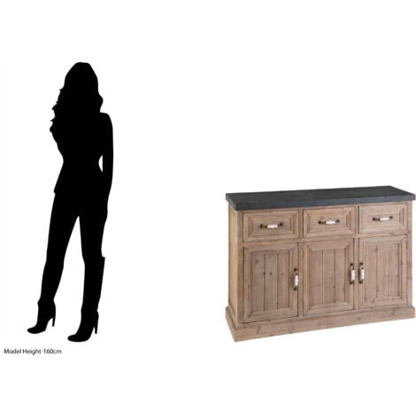 Interiors by Premier Wooden Sideboard, Mid Century Modern Sideboard, Solid Wood Sideboard, Three Drawer and Three Door Sideboard