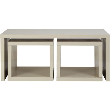Interiors by Premier Coffee Table with Space-Saving Nesting Tables, Grey Coffee Tables, Contemporary Wooden Coffee Table Set (1/4)
