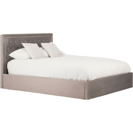 Interiors By Premier Elegant Kingsize Ottoman Bed, Practical Velvet Upholstered Bed For Bedroom, Compact Diamont Tufted Bed