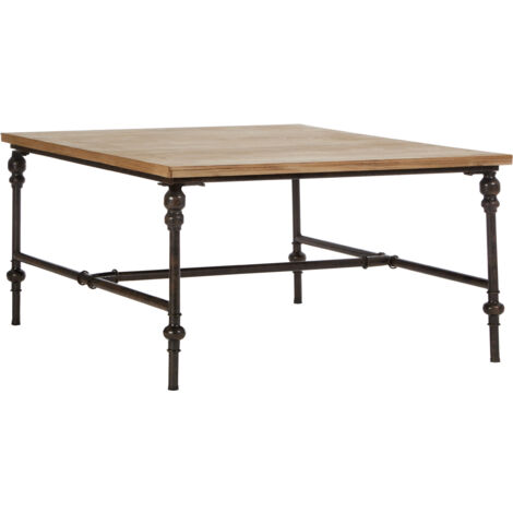 Interiors by Premier Wood Top Coffee Table, Industrial Style Coffee table, Square Coffee Table, Wood Top Metal Coffee Table