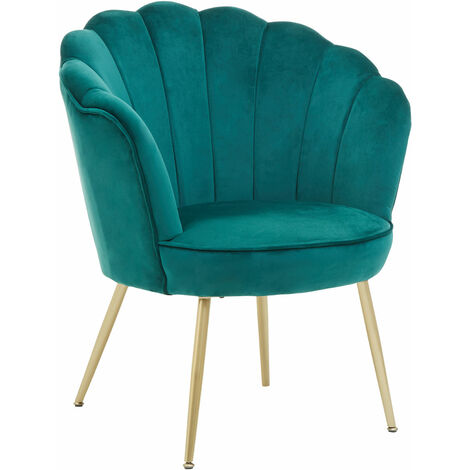 Premier Housewares Ovala Emerald Green Velvet Scalloped Chair