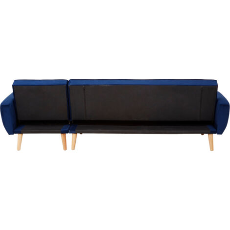 Premier Housewares 3 seater sofas Navy Blue Sofa Beds Velvet Sofa Upholstery Sofa Beds for Adults, Rubberwood Legs Sofa Bed Double , W269 x D151 x H84
