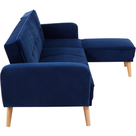 Premier Housewares 3 seater sofas Navy Blue Sofa Beds Velvet Sofa Upholstery Sofa Beds for Adults, Rubberwood Legs Sofa Bed Double , W269 x D151 x H84