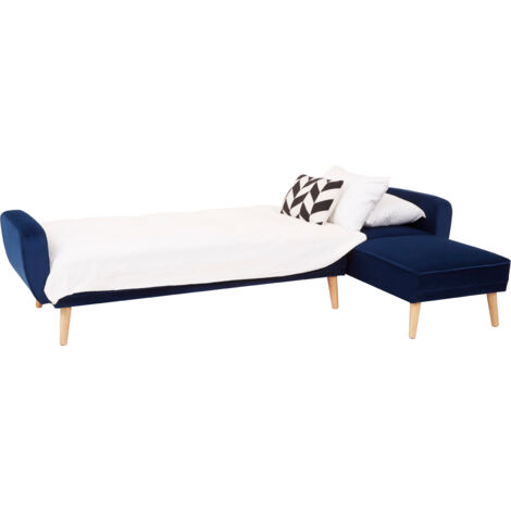 Premier Housewares 3 seater sofas Navy Blue Sofa Beds Velvet Sofa Upholstery Sofa Beds for Adults, Rubberwood Legs Sofa Bed Double , W269 x D151 x H84