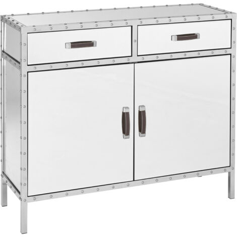 Interiors by Premier Stainless Steel Modern Sideboard, Mid-century Storage Sideboard With 2 Drawers and 2 Door Storage Cabinet