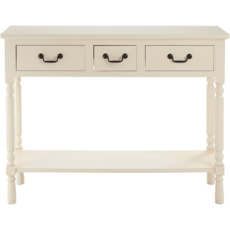 Interiors by Premier Pearl White Console Table for Hallway, Pine Wood  Wood Table for Home Décor with 3 drawers (1/5)