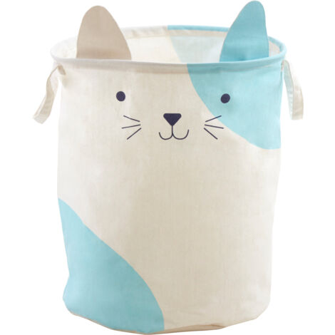 Premier Housewares Cat Face Laundry Bag Collapsible Laundry Basket With Handles Foldable Laundry Storage Basket Organiser Basket For Kids And Adults 38 x 48 x 38 (1/2)