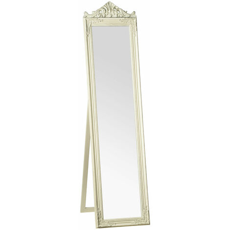 Premier Housewares Cream/Gold Finish Standing Mirror For Makeup / Bathroom / Shaving Vintage Design Floor Mirrors For Bedroom of Men and Women 6 x 160 x 40