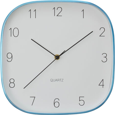Premier Housewares Wall Clock Blue / Black Finish Frame Clocks For Living Room / Bedroom / Contemporary Style Square Shaped Design Metal Clocks For Hallways 4 x 29 x 29