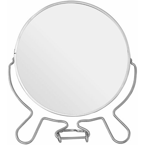 Premier Housewares Silver Effect Two Sided Small Shaving Mirror Round Standing Mirror With Swivel Function Perfect For Grooming And Shaving Makeup Mirror