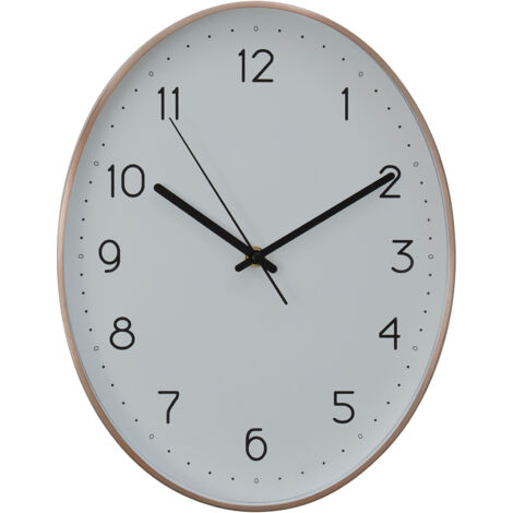 Premier Housewares Wall Clock Copper / Black Finish Frame Clocks For Living Room / Bedroom / Contemporary Style Oval Shaped Design Metal Clocks For Hallways 4 x 35 x 27