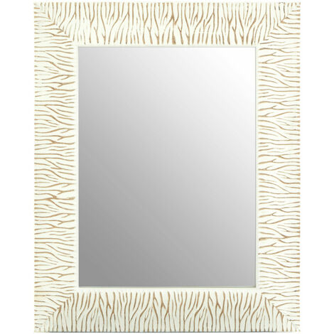 Premier Housewares Wall Mirror Bathroom / Bedroom / Hallway Wall Mounted Mirrors With Antique Frame White And Gold Finish / Glass Mirrors For Living Room 3 x 52 x 42