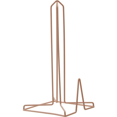 Premier Housewares Pink Finish Sleek Kitchen Roll Holder Free Standing Vertical Paper Towel Stand Stainless Steel With Base And Geometric Shape Holders 15 x 31 x 15