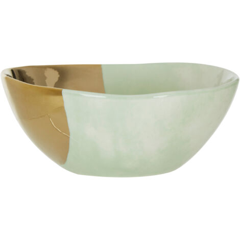 Interiors By Premier Porcelain Bowl With Hand-Painted Pastel Tones,Mixing Bowl With Gold-Plated Accent,Modern Ice Cream Bowl