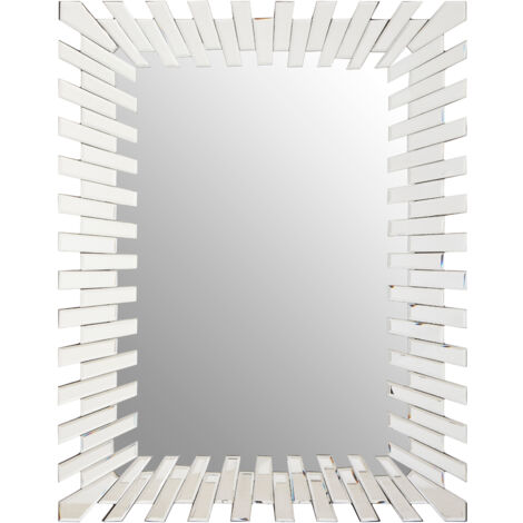 Premier Housewares Wall Mirror Bathroom / Bedroom / Hallway Wall Mounted Mirrors With Borders / Wall Mirror With Silver Finish / Glass Mirrors For Living Room 3 x 91 x 71