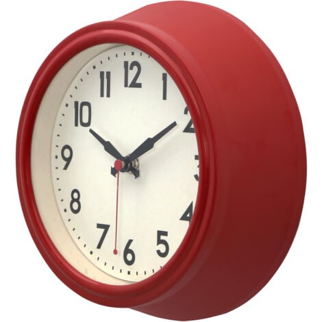 Premier Housewares Wall Clock Red / Black Finish Frame Clocks For ...