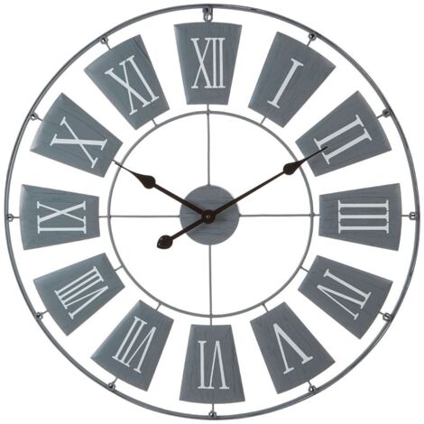 Premier Housewares Wall Clock Grey / Black Finish Frame Clocks For Living Room / Bedroom / Contemporary Style Round Shaped Design Metal Clocks For Hallways 4 x 90 x 90 (1/5)