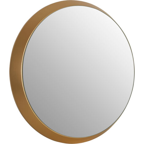 Premier Housewares Wall Mirror Bathroom / Bedroom / Hallway Wall Mounted Small Gold Mirrors / Round Minimalistic Mirrors For Living Room 4 x 34 x 34