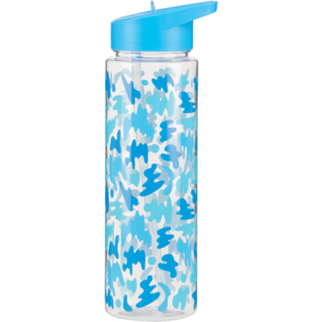 Interiors by Premier Durable Blue Shark Water Bottle, Portable Spout Lock Bottle, Robust PP Plastic Transparent Outer Bottle