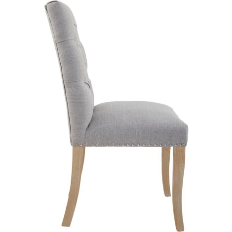 Interiors by Premier Grey Buttoned Velvet Dining Chairs, Velvet Upholstered Chair with Wooden Legs, Accent Chair for Living Room