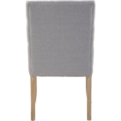 Interiors by Premier Grey Buttoned Velvet Dining Chairs, Velvet Upholstered Chair with Wooden Legs, Accent Chair for Living Room