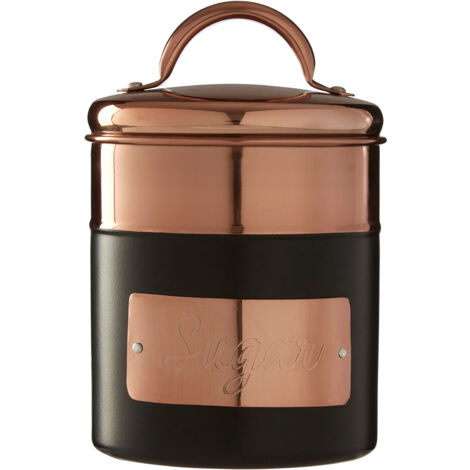 Premier Housewares Charcoal/Copper Sugar Canister Stainless Steel Airtight Jar Round Lid With Handle Kitchen Storage Jars Canister For Sugar Coffee Tea 10 x 12 x 10 (1/3)
