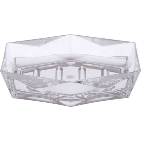 Premier Housewares Soap Dish Durable Dishes For Bathroom Clear Acrylic Dish With 3D Design Soaps Tray / Trays 12 x 4 x 15
