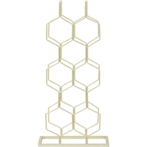 Premier Housewares Wine Rack / Racks With Gold Finish Free Standing Metal Wire Wine Storage Holder Geometric Shaped Bottle Rack With Vintage Look 20 x 57 x 28