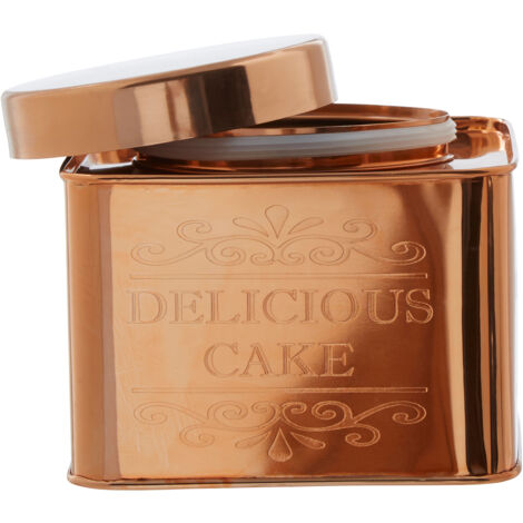 Premier Housewares Cake Canister Stainless Steel Storage Containers For Kitchen Store Flour / Other Ingredients Copper Finish Canisters / Containers With Lid 19 x 15 x 19