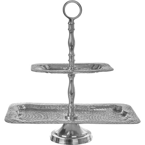 Premier Housewares 2 Tiered Cake Stand Hammered Aluminum  Cake Holder For Cupcake And Desserts Decorative Cupcake Stand Perfect For Parties and Weddings 32 x 38 x 32 (1/4)