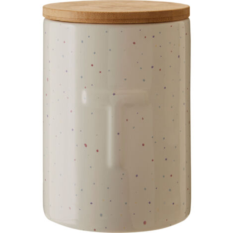 Premier Housewares Dolomite Kitchen Canister For Food Storage Airtight Jar With Bamboo Lid Kitchen Storage Jars Canister For Tea Coffee Sugar And Spices 10 x 10 x 15