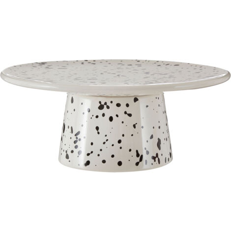 Premier Housewares Cake Stand With Speckled Design And Reflective Finish Dolomite Cake Stands For Afternoon Tea Everyday Use White Cake Stand 25 x 10 x 25 (1/4)