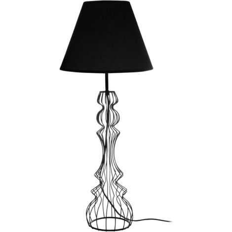 Premier Housewares Black Table Lamp With Base Made From Metal Wire /Tapered Shape/ Fashionable Decor Piece For Reading / Office / Bedroom Lamps 28 x 66 x 28