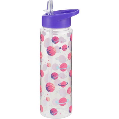 Pink Straws And Lids Glass Drinking Bottles-Premier Housewares