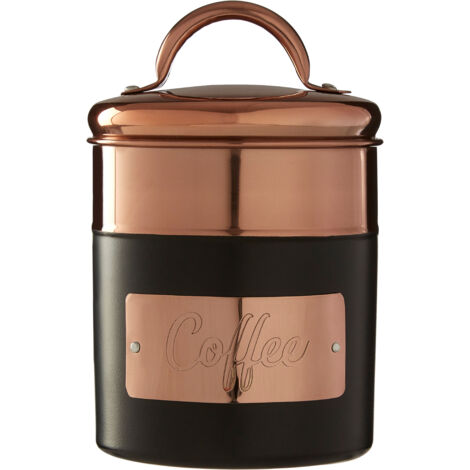 Premier Housewares Charcoal/Copper Coffee Canister Stainless Steel Airtight Jar Round Lid With Handle Kitchen Storage Jars Canister For Sugar Coffee Tea 10 x 12 x 10 (1/3)