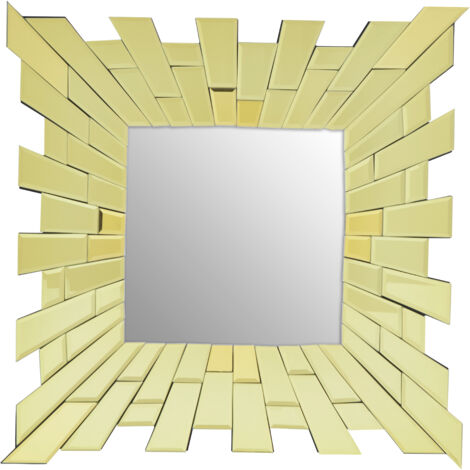 Premier Housewares Wall Mirror Bathroom / Bedroom / Hallway Wall Mounted Mirrors With Matte Gold Finish / Minimalistic Square Mirrors For Living Room 1 x 60 x 60 (1/5)