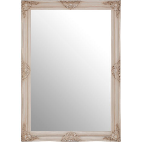 Premier Housewares Wall Mirror Bathroom / Bedroom / Hallway Wall Mounted Mirrors With Wooden Frame Round Shape / Vintage Design 5 x 102 x 72 (1/5)
