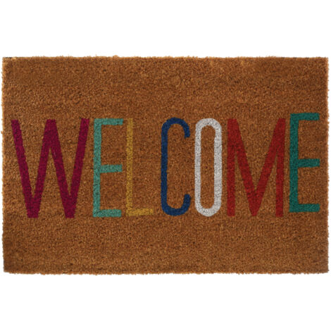 Premier Housewares Welcome Design Multi Cololred Door Mat Non Slip Floor Mat Indoor And Outdoor Welcome Mat With Robust PVC For Door Entrances House Entryway Kitchen Outside Porch And More 40 x 2 x 60 (1/3)
