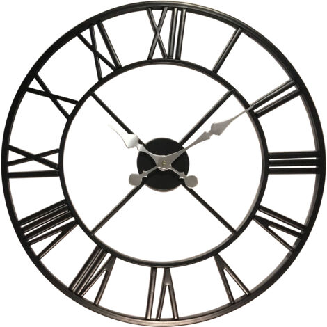 Premier Housewares Wall Clock Wooden Clocks For Living Room Silver Roman Numbers Kitchen Clocks Wall Contemporary Clocks For Bedrooms 56 x 5 x 56