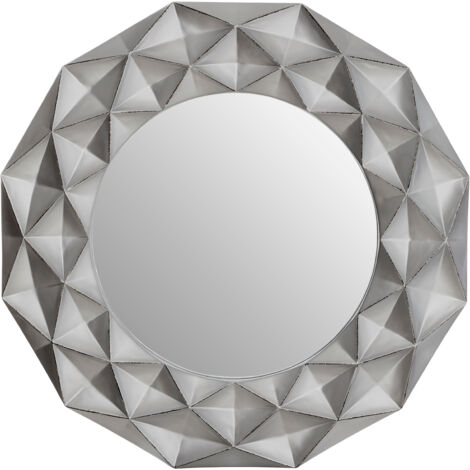 Premier Housewares Round Wall Mirror/ Classic Mirrors For Bathroom / Bedroom / Garden Walls Fancy Wall Mounted Mirrors For Hallway With Metallic Silver Finish W100 X D6 X H100cm. (1/5)