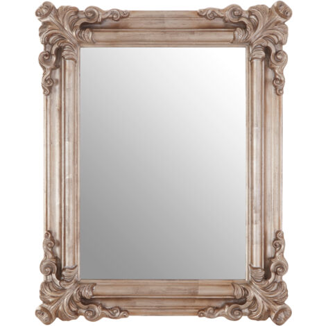 Premier Housewares Silver Frame Wall Mirror Intricate Floral Border For Bedroom / Hallway / Living Room Luxurious w75 x d7 x h95cm (1/4)