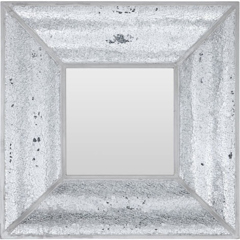 Premier Housewares Premier Housewares Silver Wall Mirror For Garden And Bedroom Reflective Square Bathroom Mirrors Wall Mounted Contemporary Mosaic Design Hallway Walls Mirrors 71 x 8 x 71 (1/4)
