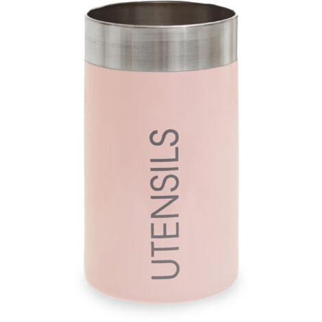 Premier Housewares Pink And Silver Utensil Holder Sturdy Organiser For School / Office Supplies Minimal Design Metallic Finish w10 x d10 x h18cm (1/4)