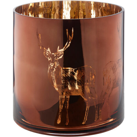Interiors by Premier Large Brown Stag Candle Holder, Brown Glass Construction Candle Holder, Stag Motif with Attractive Details (1/2)
