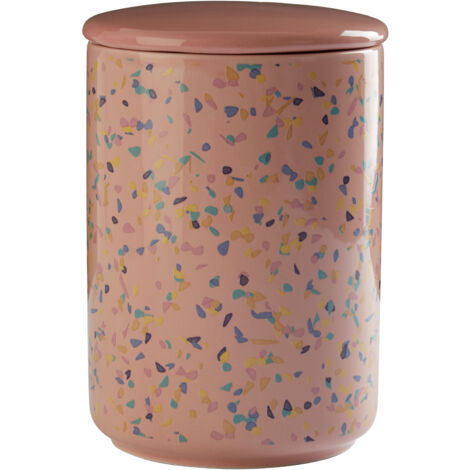 Interiors By Premier Large Pink Terrazzo Storage Canister,Dolomite Build Food Storage Container With Airtight Lid,Sugar Canisters (1/3)
