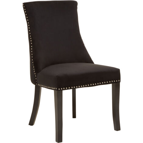 Interiors by Premier Black Velvet Dining Chair, Curved High Back Office Chair, Aesthetic Velvet Accent chair for Living Room (1/5)