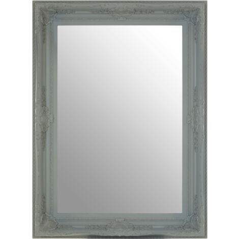 Premier Housewares Rectangular Wall Mirror/ Classic Mirrors For Bathroom / Bedroom / Garden Walls Fancy Wall Mounted Mirrors For Hallway With Grey Finish 83 x 8 x 113 (1/5)